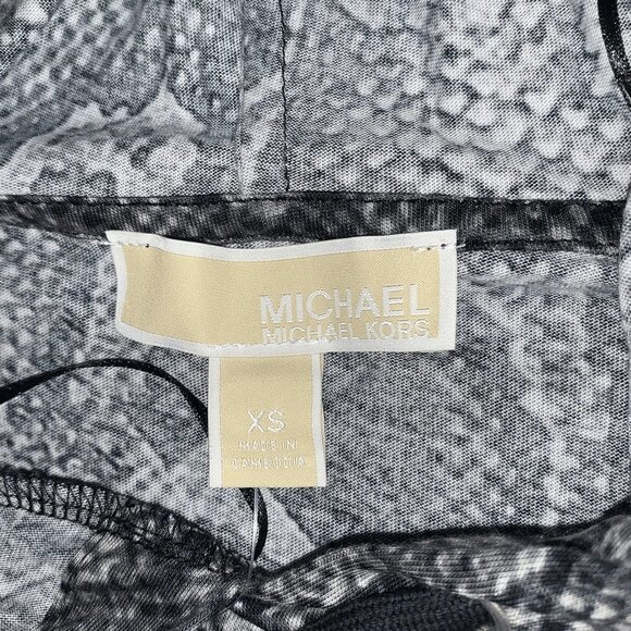 Michael Kors Womens XS Hooded Python Snake Print Mini Dress Black Gray NWT - Picture 2 of 8